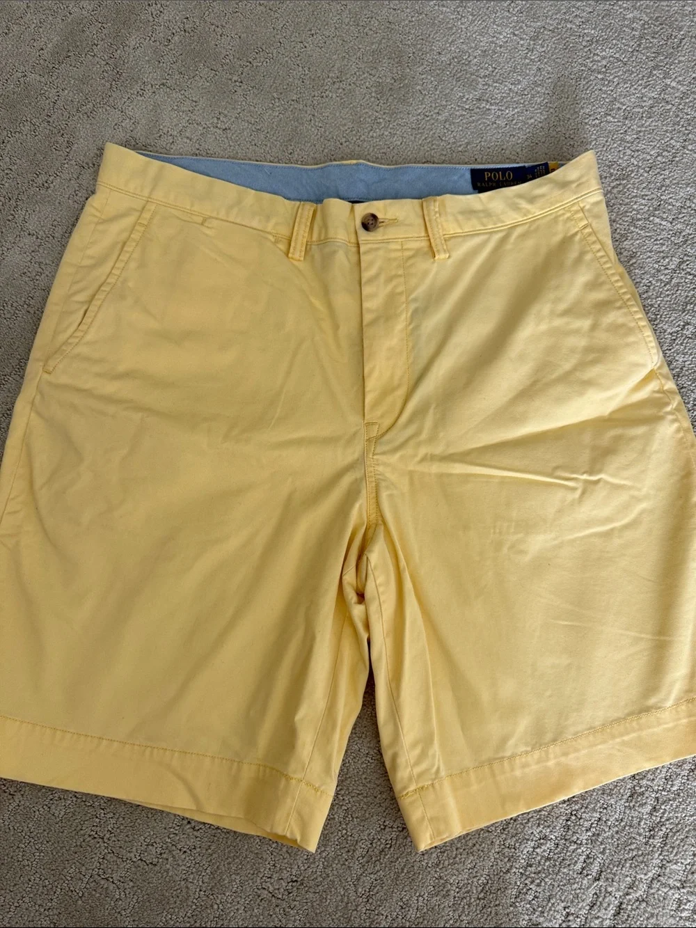 Polo by Ralph Lauren Light Yellow Men’s Flat Front Chino Shorts